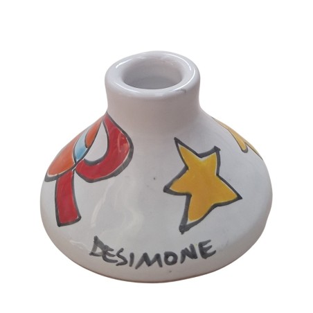 Porta candela lunga tondo Folk natale Ceramiche De Simone Porta candela lunga tondo Folk natale Ceramiche De Simone